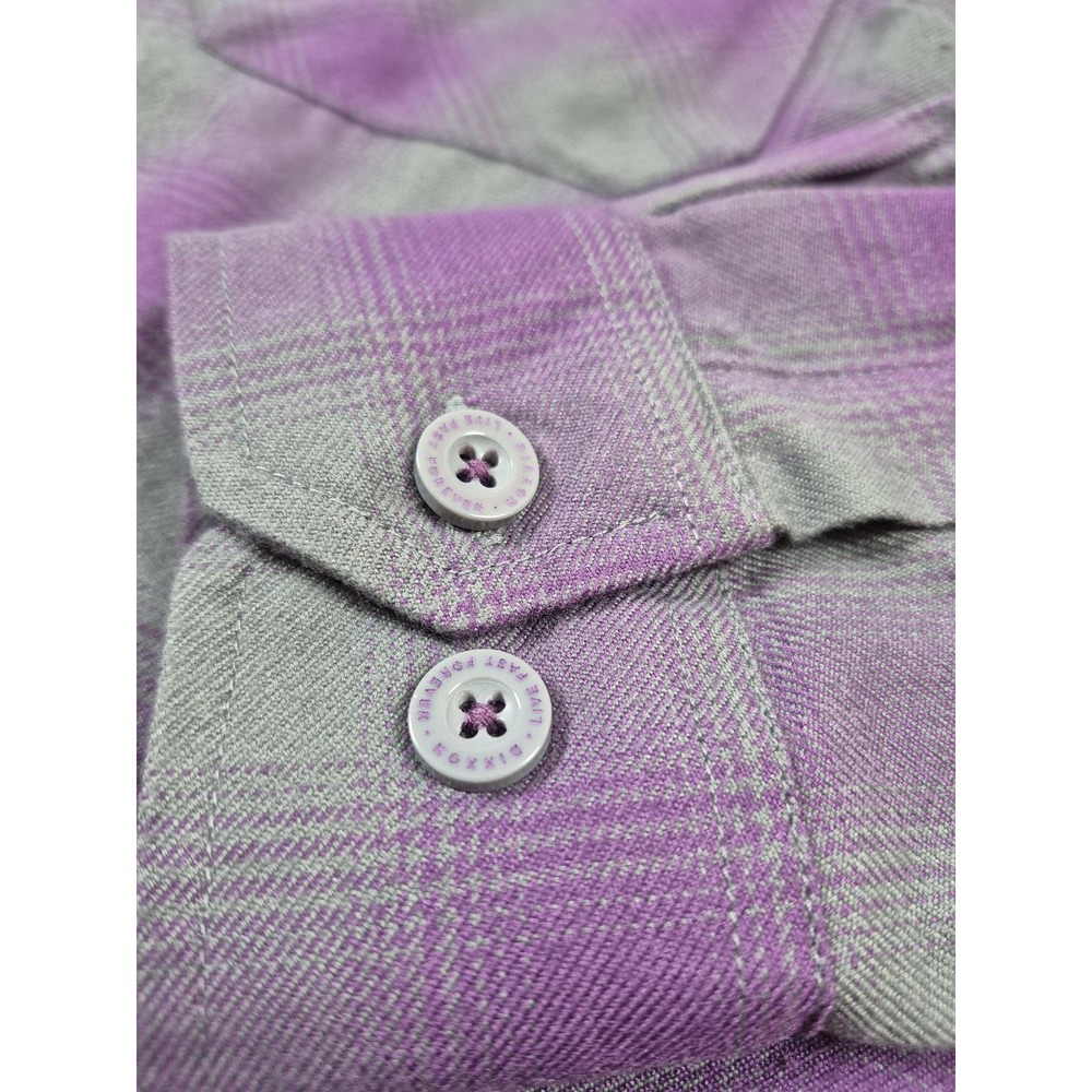 Dixxon Flannel Company Shirt Womens 2X Purple Grey Plaid Snap Reign Western - Picture 4 of 15